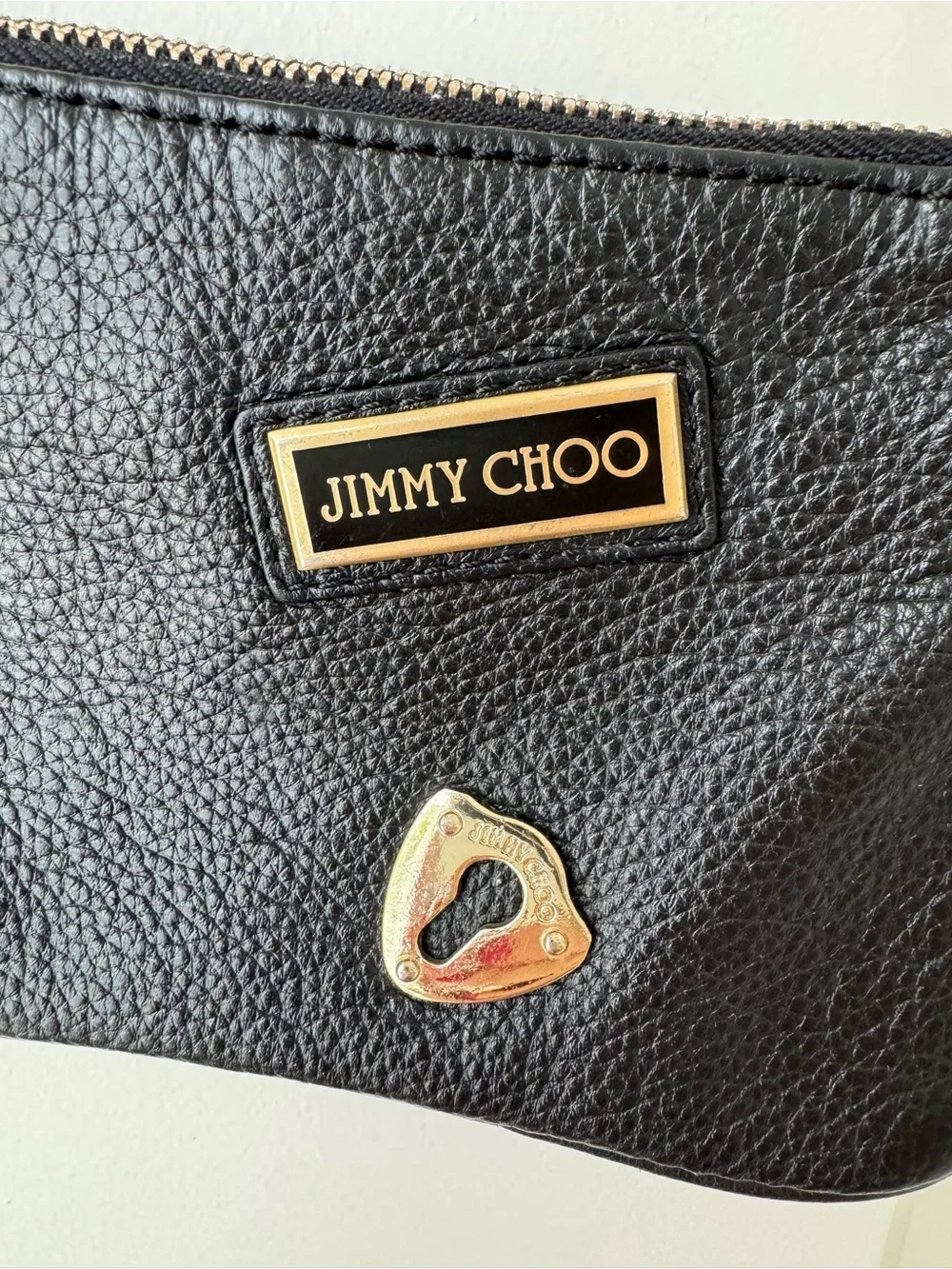 Vintage Rare Y2K Jimmy Choo Black Leather Shoulder Bag with Gold Hardware